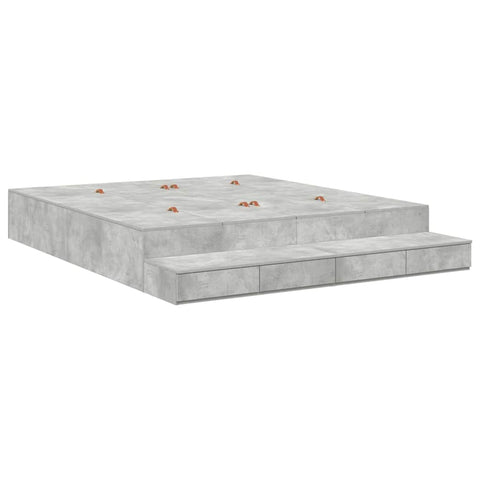 vidaXL Storage Bed Frame Concrete Grey 200 cm Engineered Wood