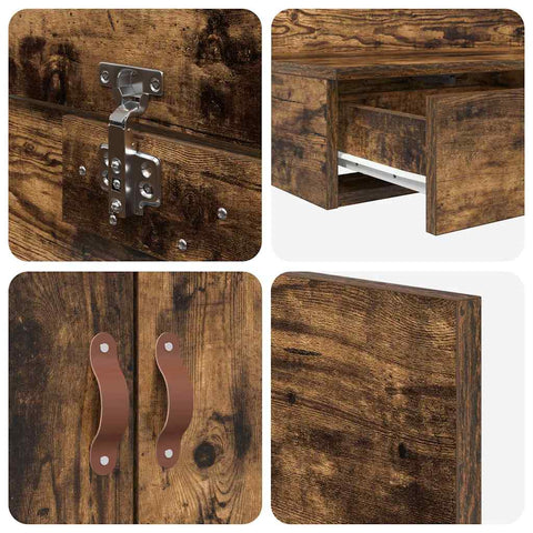 vidaXL Storage Bed Frame Smoked Oak 200x200 cm