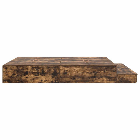 vidaXL Storage Bed Frame Smoked Oak 200x200 cm