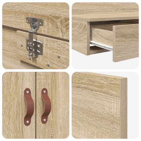 vidaXL Storage Bed Frame Sonoma Oak 140x200 cm