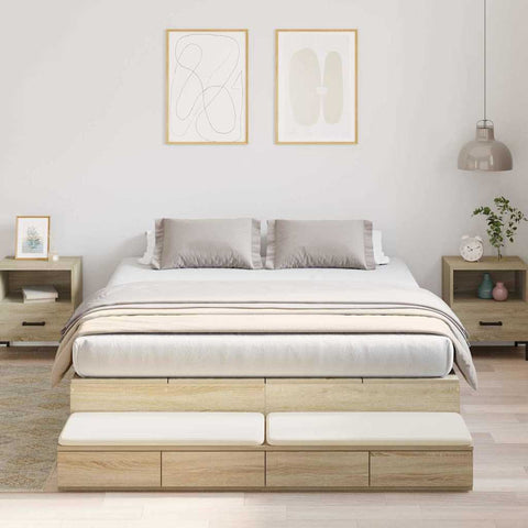 vidaXL Storage Bed Frame Sonoma Oak 140x200 cm