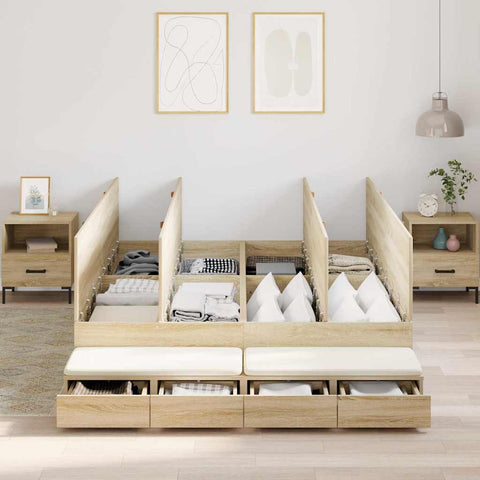 vidaXL Storage Bed Frame Sonoma Oak 140x200 cm