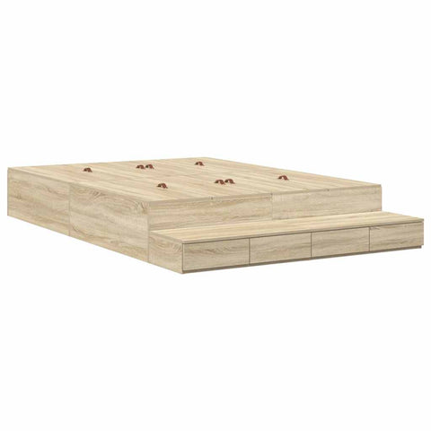 vidaXL Storage Bed Frame Sonoma Oak 140x200 cm