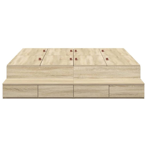 vidaXL Storage Bed Frame Sonoma Oak 140x200 cm
