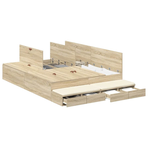 vidaXL Storage Bed Frame Sonoma Oak 140x200 cm