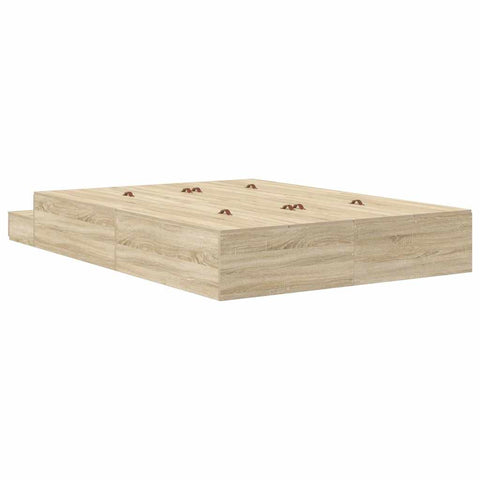 vidaXL Storage Bed Frame Sonoma Oak 140x190 cm