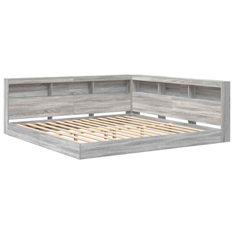 vidaXL Bookcase Bed Grey sonoma 200 x 200 cm Engineered wood