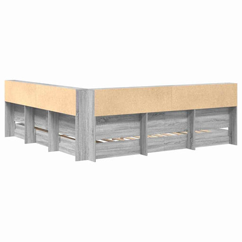 vidaXL Bookcase Bed Grey sonoma 200 x 200 cm Engineered wood