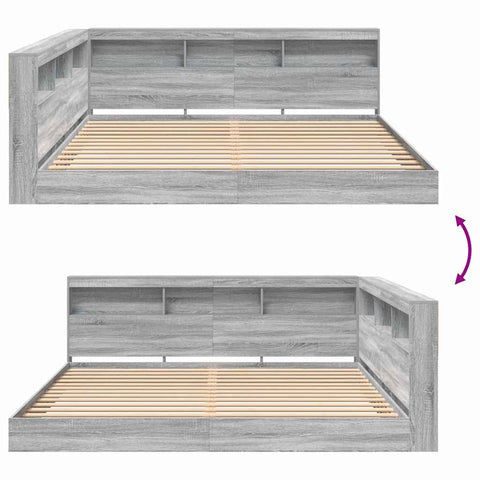 vidaXL Bookcase Bed Grey sonoma 200 x 200 cm Engineered wood