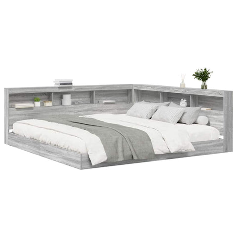 vidaXL Bookcase Bed Grey sonoma 200 x 200 cm Engineered wood