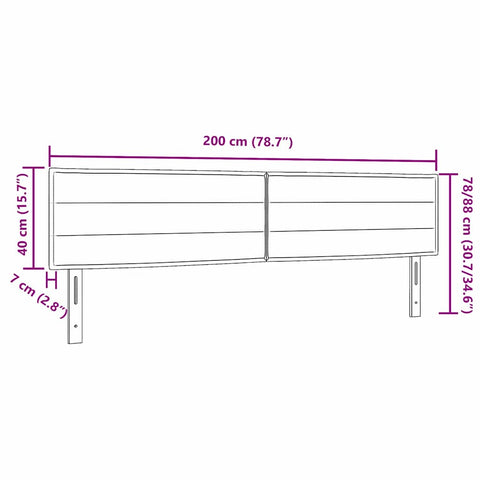 vidaXL Headboard Height Adjustable with Headboard Black 200 cm Fabric