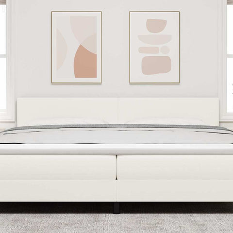 vidaXL Headboard Height Adjustable Manual Cream 200 cm Rib fabric
