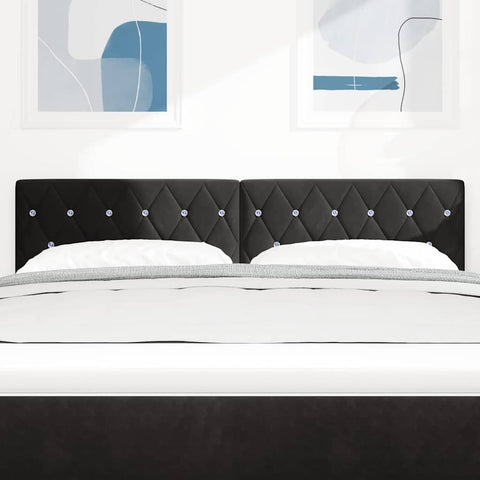 vidaXL Velvet Headboard Argyle with Headboard Black 140 cm Velvet