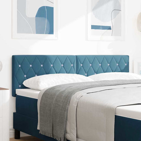 vidaXL Velvet Headboard Argyle with Headboard Dark blue 140 cm Velvet