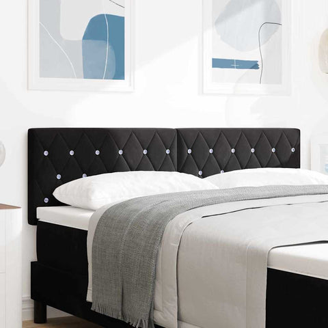 vidaXL Velvet Headboard Argyle with Headboard Black 160 cm Velvet