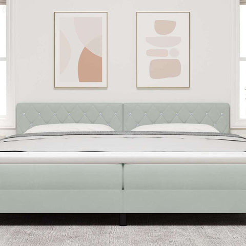 vidaXL Velvet Headboard Argyle with Headboard Light grey 200 cm Velvet