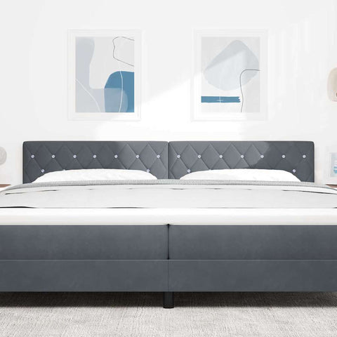 vidaXL Velvet Headboard Argyle with Headboard Dark Grey 200 cm Velvet