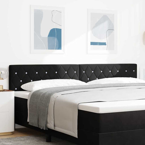 vidaXL Velvet Headboard Argyle with Headboard Black 200 cm Velvet