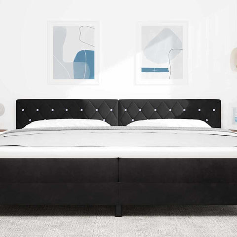 vidaXL Velvet Headboard Argyle with Headboard Black 200 cm Velvet