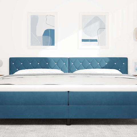 vidaXL Velvet Headboard Argyle with Headboard Dark blue 200 cm Velvet