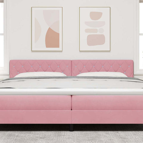 vidaXL Velvet Headboard Argyle with Headboard Pink 200 cm Velvet