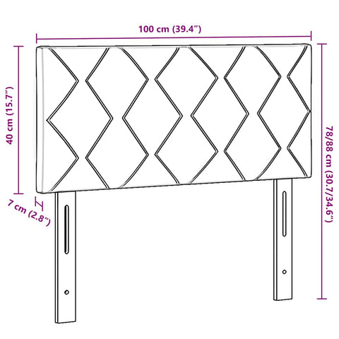 vidaXL Headboard Wall-mounted Geometric Light grey 100 cm Velvet