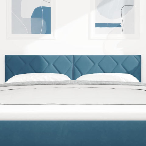 vidaXL Headboard Wall-mounted Geometric Manual Dark blue 144 cm Velvet