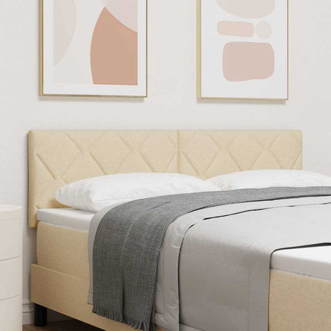 vidaXL Fabric Headboard Geometric with Headboard Cream 160 cm Fabric