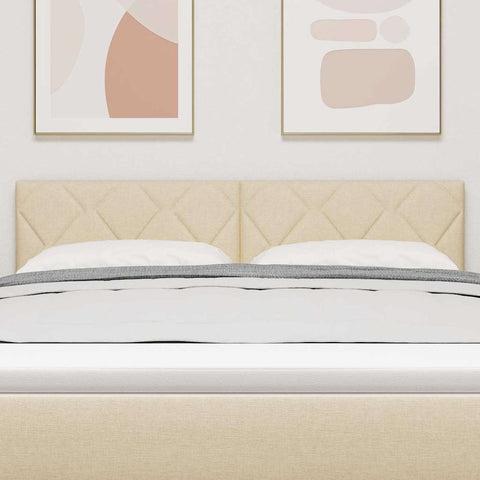 vidaXL Fabric Headboard Geometric with Headboard Cream 160 cm Fabric