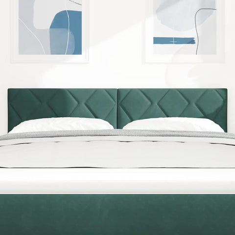vidaXL Headboard Wall-mounted Geometric Dark green 160 cm Velvet