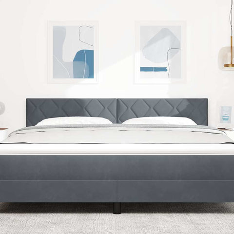 vidaXL Headboard Wall-mounted Geometric Manual Dark grey 180 cm Velvet