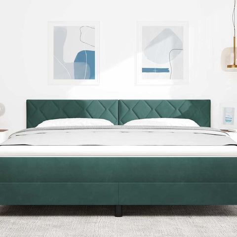 vidaXL Headboard Wall-mounted Geometric Dark green 180 cm Velvet