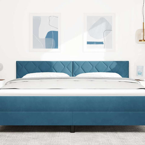 vidaXL Headboard Wall-mounted Geometric Manual Dark blue 180 cm Velvet