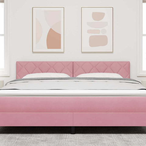 vidaXL Headboard Wall-mounted Geometric Manual Pink 180 cm Velvet