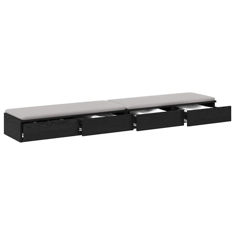 vidaXL Bed Drawers Black oak 200 x 36.5 x 16.5 cm Engineered wood