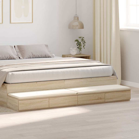 vidaXL Bed Drawers Sonoma oak 200 x 36.5 x 16.5 cm Engineered wood