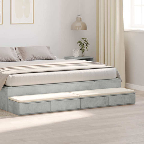 vidaXL Bed Drawers Concrete grey 200 x 36.5 x 16.5 cm Engineered wood
