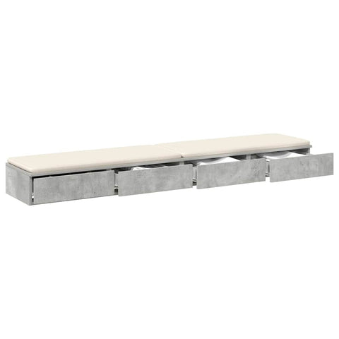 vidaXL Bed Drawers Concrete grey 200 x 36.5 x 16.5 cm Engineered wood