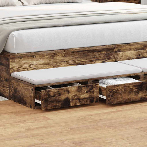 vidaXL Bed Drawers Smoked oak 200 x 36.5 x 16.5 cm Engineered wood