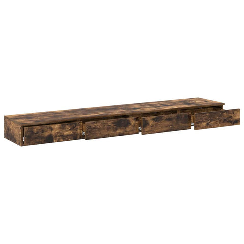 vidaXL Bed Drawers Smoked oak 200 x 36.5 x 16.5 cm Engineered wood