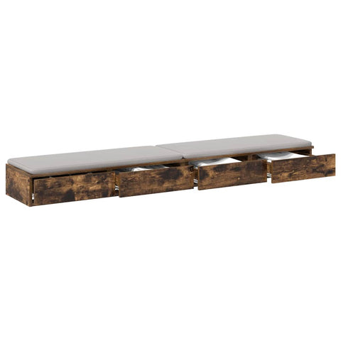 vidaXL Bed Drawers Smoked oak 200 x 36.5 x 16.5 cm Engineered wood