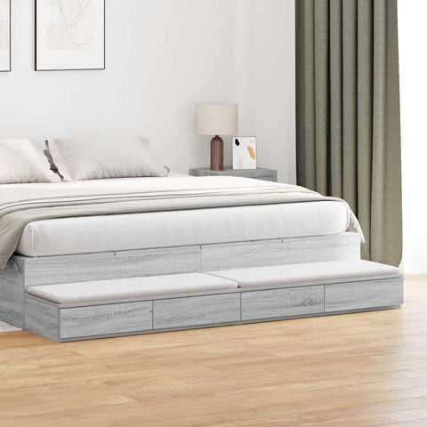vidaXL Bed Drawers Grey sonoma 200 x 36.5 x 16.5 cm Engineered wood