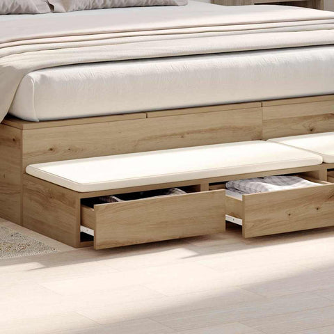 vidaXL Bed Drawers Artisan oak 200 x 36.5 x 16.5 cm Engineered wood