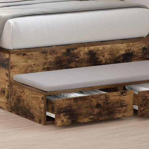 vidaXL Bed Drawers Smoked oak 80 x 36.5 x 16.5 cm Engineered wood