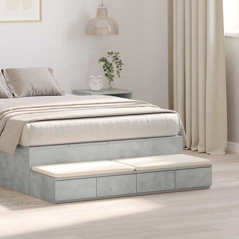 vidaXL Bed Drawers Concrete grey 120 x 36.5 x 16.5 cm Engineered wood