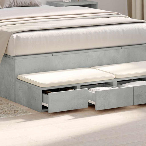 vidaXL Bed Drawers Concrete grey 120 x 36.5 x 16.5 cm Engineered wood