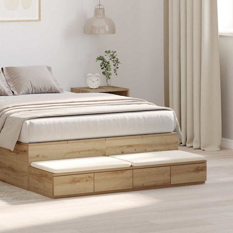 vidaXL Bed Drawers Artisan oak 120 x 36.5 x 16.5 cm Engineered wood