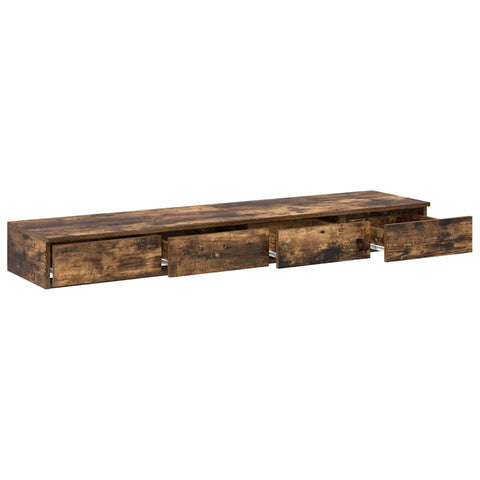 vidaXL Bed Drawers Smoked oak 140 x 36.5 x 16.5 cm Engineered wood