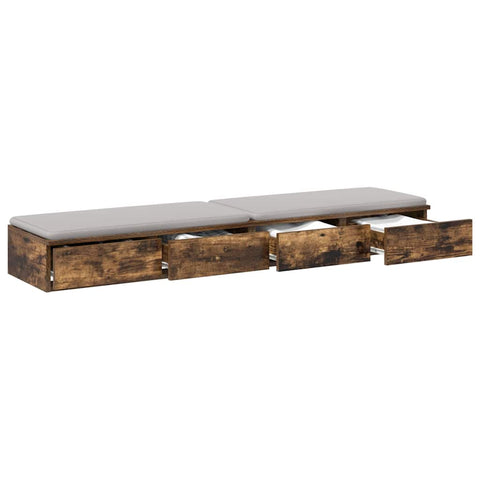 vidaXL Bed Drawers Smoked oak 140 x 36.5 x 16.5 cm Engineered wood