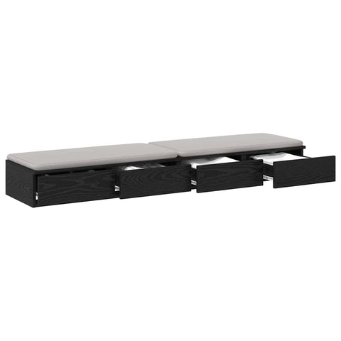 vidaXL Bed Drawers Black oak 150 x 36.5 x 16.5 cm Engineered wood